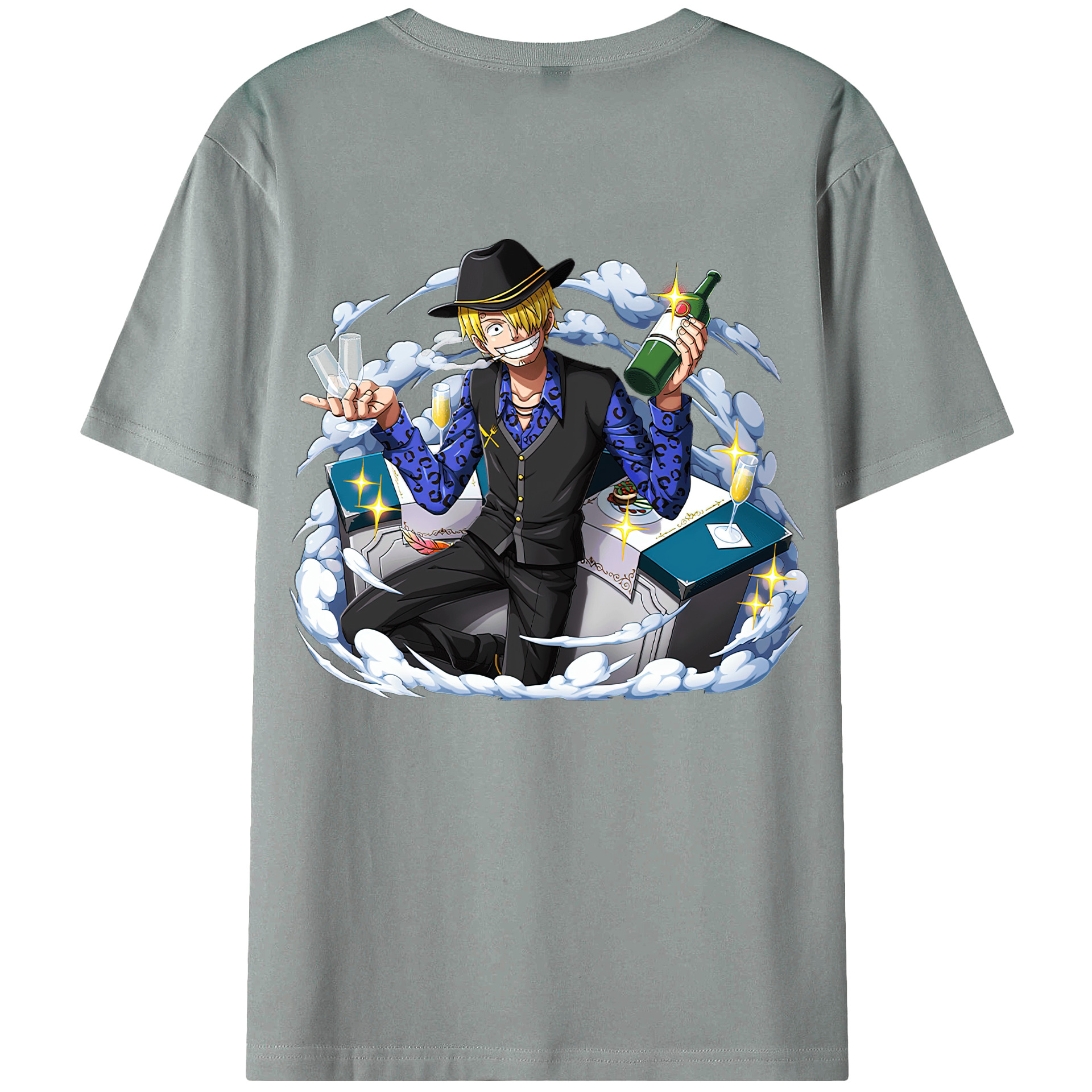 （画像用） ワンピース サンジ ONE PIECE Sanji 綿100％ メンズ半袖Tシャツ（バックプリント） 通気性